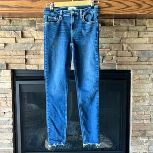 Paige Verdugo Ankle Denim Blue Jeans Frayed Hem Size 27